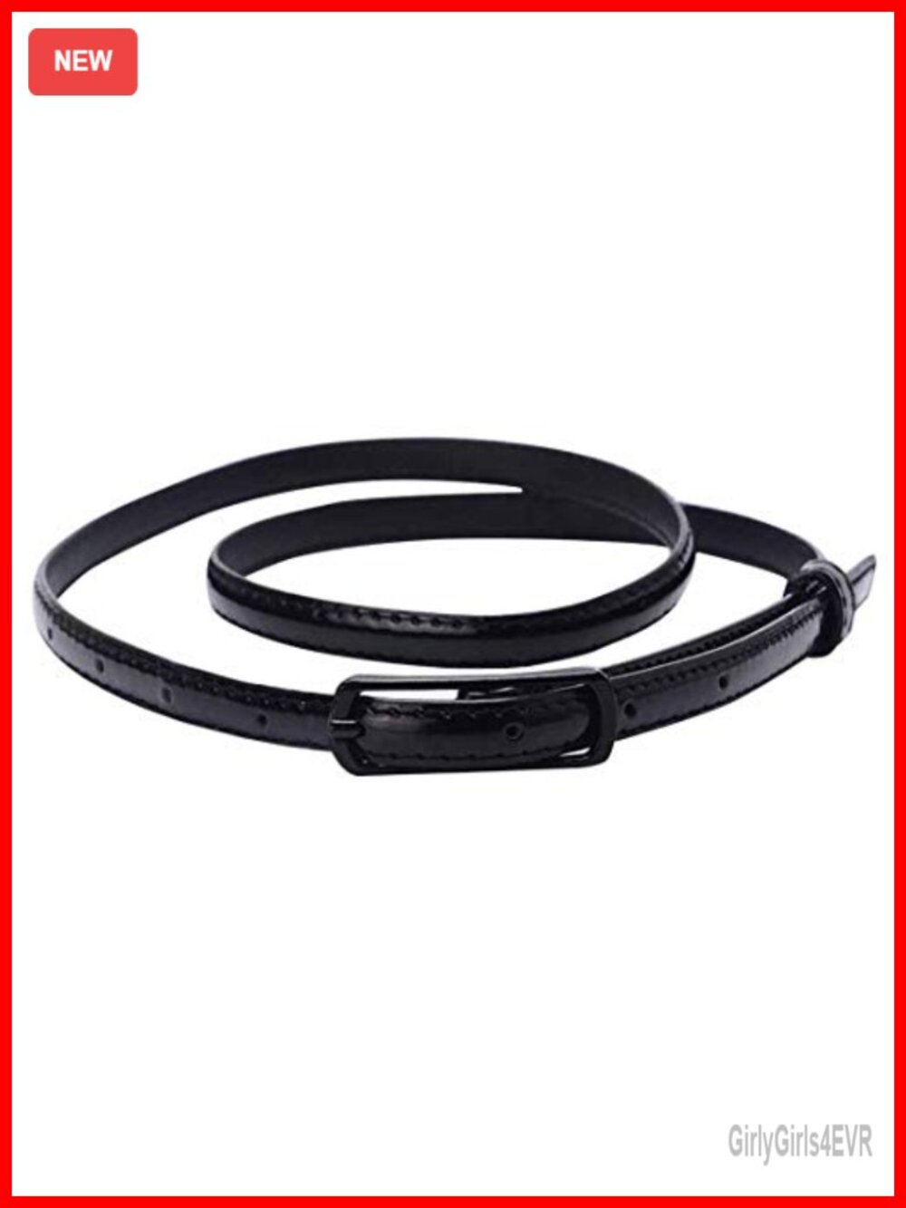 Women's Faux Leather Skinny Belt for Dresses Adjustable Metal Buckle
